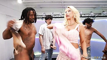 Spicy as hell blowbang session with a hot blonde Brittany Andrews