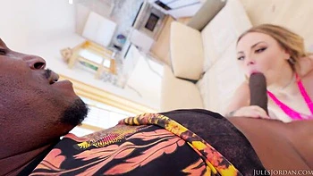 Blonde chick with round ass Anna Claire Clouds likes interracial sex