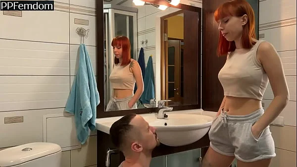 Mouth Instead Of A Trash Can For Toothbrushing Spitting And Nail Dust Watered By The Golden Shower Of Mistress Kira