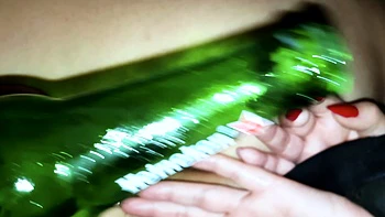 Romanian whore with hands tied fucked with a beer bottle and