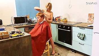 Grabfuck- A Hairdresser At Home. Paid Off With Semen With Her Taut Butt. Cum Inside In The Butt!