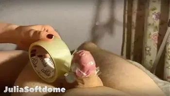 Cruel Femdom Orgasm With Taped Cock