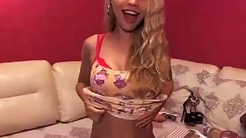 Blonde  strokes her tight pussy with huge toy: Cowgirl, Amateur  Babe Porn
