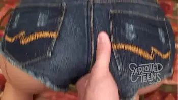 Petite blonde teen with a shaved pussy sucks cock