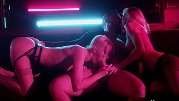 Two hot babes strip for Manuel Ferrara in lingerie