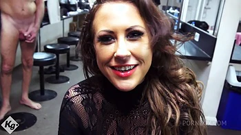 Naughty MILF Stripper Sucks Off A Group of Lads Backstage