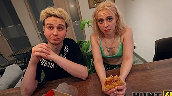 A beautiful blonde woman Molly Cute fucks with a guy in front of her husband