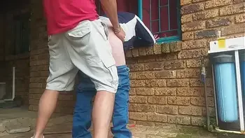 Came home from mcdonalds,we were so horny couldnt wait to fuck,so fucked in the front yard and ended up eating her massive creampie