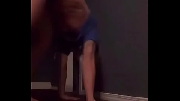 Teen doing a handstand with nip slip