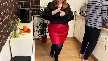 Sexy Ukrainian Stepmom Demands Cum on Her Pantyhose - Big Ass MILF Handjob & Doggystyle