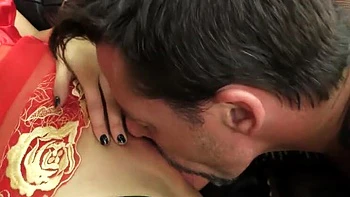 Red Lingerie Femdom: Verbal Lady Roxanne Teaches Pussy Licking in Fishnets Until Orgasm