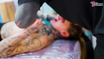 Big Dick Tattooed Couple Foursome - Anuskatzz & Merry4fun Anal & Double Blowjob