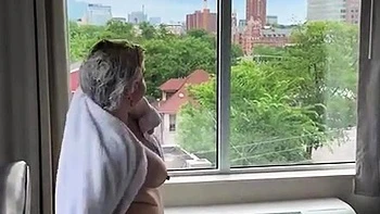 Amateur busty brunette masturbates and does hand job