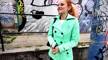 GERMAN SCOUT - Skinny Redhead Small Tits Girl Squirt