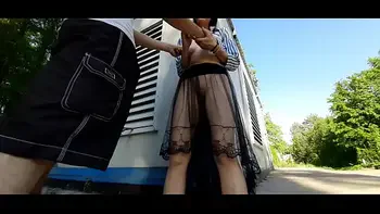 Beatiful tits slaps and anal cumshot in public park