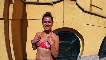 Bikini-clad brunette Serina Gomez enjoys passionate sex with Porno Dan