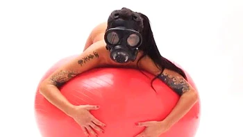 Masked chick getting naked and playing with a fitball: Babe, Stripchat  Brunette Porn