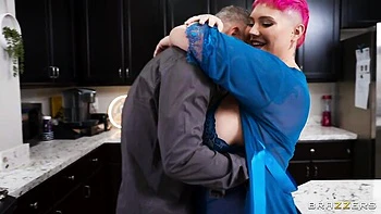 An awesome pink-haired chick Jadynn Stone rammed in the cowgirl pose