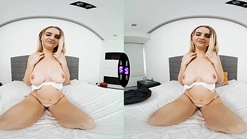 Czech hottie Kristy Waterfall enjoys solo sex with her huge natural boobs