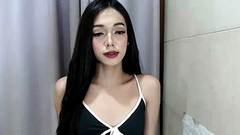 Horny amateur masked Asian teen toying on webcam show