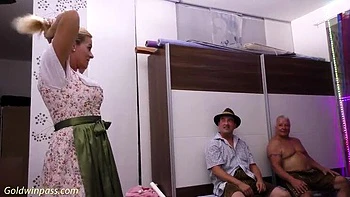 Pierced MILF Marina Montana Gangbang Lederhosen Orgy Big Tits Bukkake