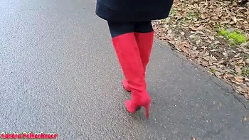 Amateur MILF Sandra Falkenhauer Outdoor Fingering Orgasm in Car - Petite Tits & Black Pantyhose