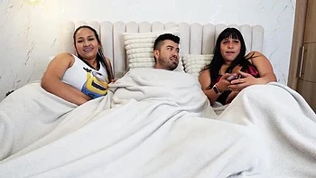 Threesome with my gay friend - Homemade sleepover sex with big tits Latina and anal cowgirl riding