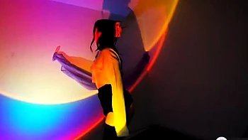 Cute amateur brunette naughty in solo jerking show on camera