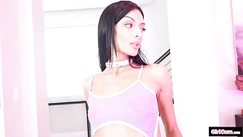 Good small-tit brunette Laynee James rammed in the cowgirl pose