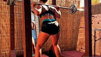 Lewd brunette ashley storm jerks big cock outdoor