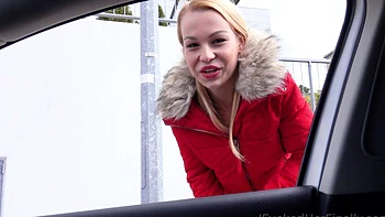 Blonde beauty Rebecca gets her shaved pussy railed