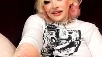 Teagan Tgirl Anal Masturbation With Dildo In Fishnet