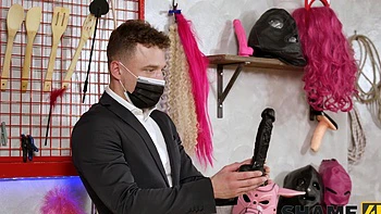 Hot blonde Tanya Virago rides dick with fake boobs and stockings