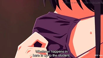 Hard Hentai: Ahegao Girl Cums on Big Tits