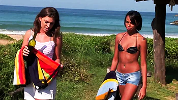 Jungle Threesome Anal with Hannah Hunter & Jessica Baya - Outdoor Anal Fucking & Cum in Mouth