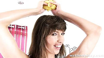 Solo masturbation with a gorgeous long-legged brunette Susana