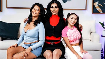 Roxie and Amber Suck and Ride Big Cock