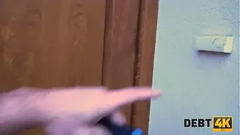 DEBT4k. Debt collector drills pregnant woman with a tattoo on lower back