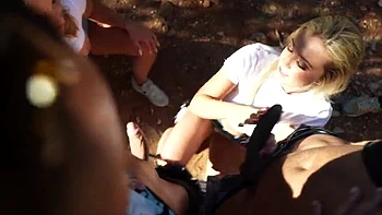 Blonde Sluts Chloe Chevalier & Alice Wild Fucking Hard in Country Field - Anal, Doggy, Cum in Mouth