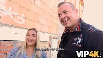 VIP4K. Man tempts big-tittied woman into fooling around by boyfriend