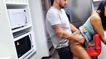 Horny bi-atch fucked by hubby and his mate