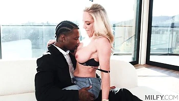 Busty MILF Sadie Summers rides interracial cock