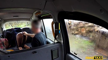 Wild Ebony Passion Sprayed In Steamy Taxi