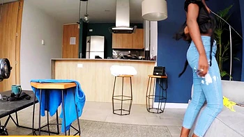 Innocent Ebony Latina Amateur Takes Rough Big Cock