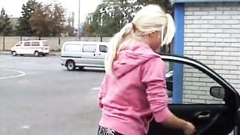 Blonde babe Sophie Moone strips nude washing her car