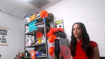 Cop checks hot Asian couple's IDs in office