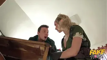 Fake Hostel - Cumshots & Dragons game with amazon and elf warriors and fun threesome action