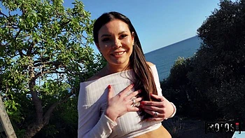 Outdoor Blowjob and Fuck with Belly Piercings