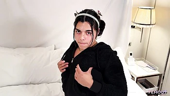 Chubby Brunette Tgirl Masturbates Big Ass
