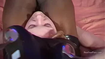 Dominant black woman controls skinny white female